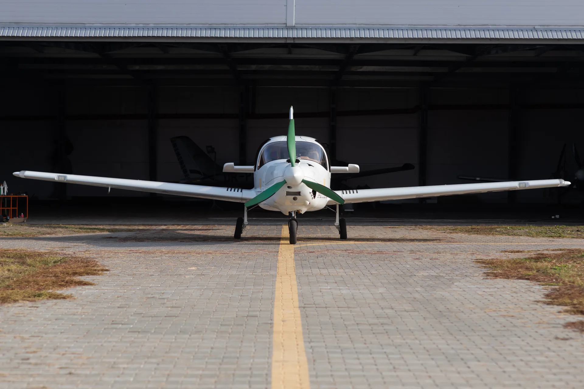 ANG framed inside the hangar doorway